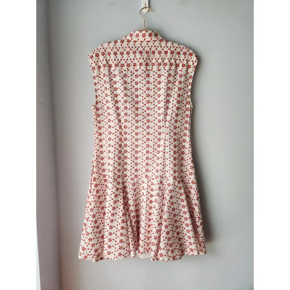 NWT J. Crew Mini Eyelet Shirt-Dress Crimson On White Eyelet Preppy Classic 12